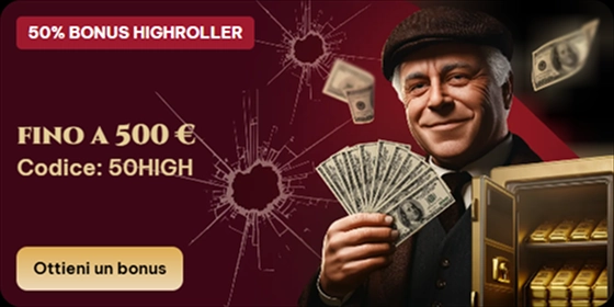 Spinogambino Casino 500€ bonus offer with code 50HIGH and gold bars