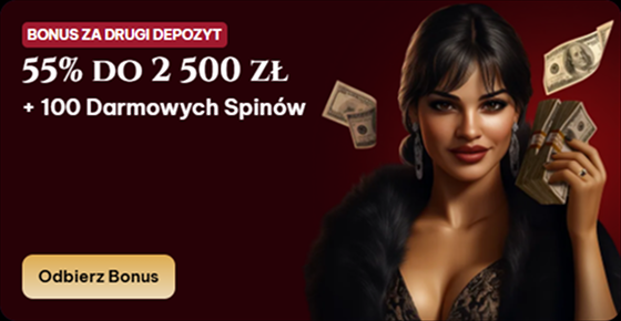 Spinogambino Casino 55% bonus up to 2500 zł + 100 free spins banner