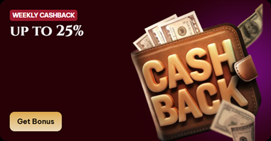 Spinogambino Casino weekly cashback offer up to 25% with wallet and cash