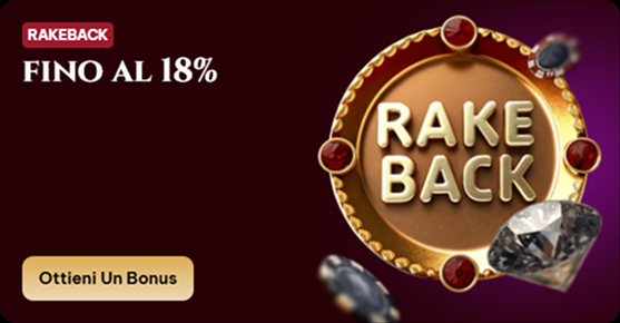 Spinogambino Casino Rakeback up to 18% bonus offer