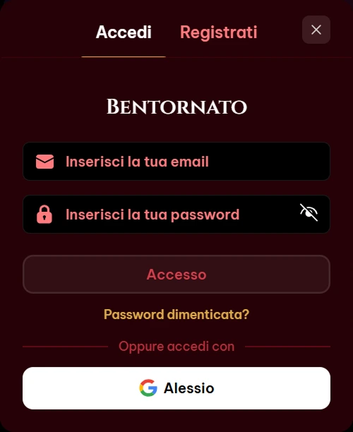 Spinogambino mobile login screen with email and password fields
