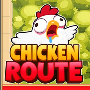 Chicken Route game title screen with a shocked chicken