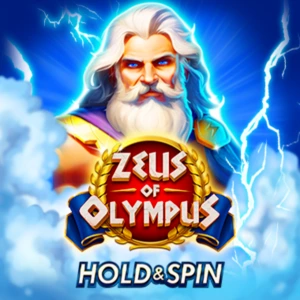 Zeus of Olympus Hold & Spin slot game with lightning and clouds